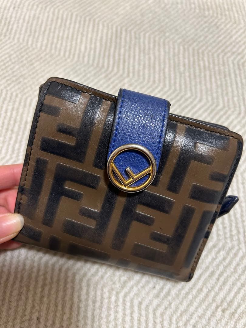 ス*ミ様 FENDI 二つ折り財布 FFロゴ ブラウン/ブルー 箱付き
