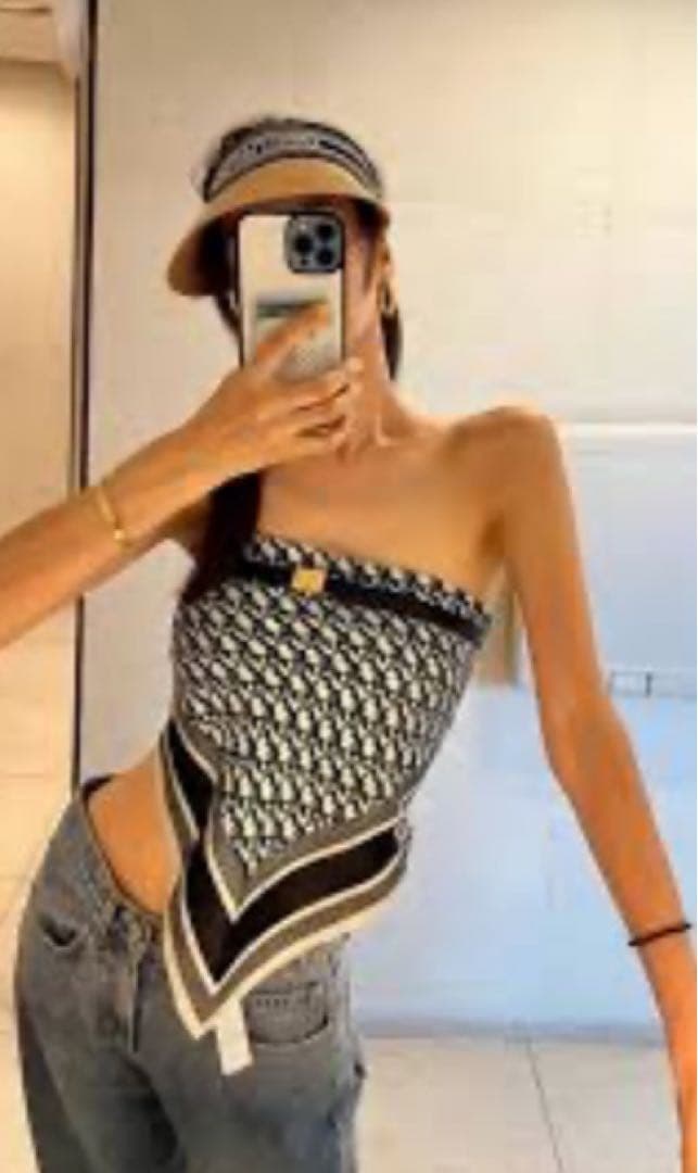 ディオール シルクツイル スカーフスキン　ベルト付き　トップス　レア