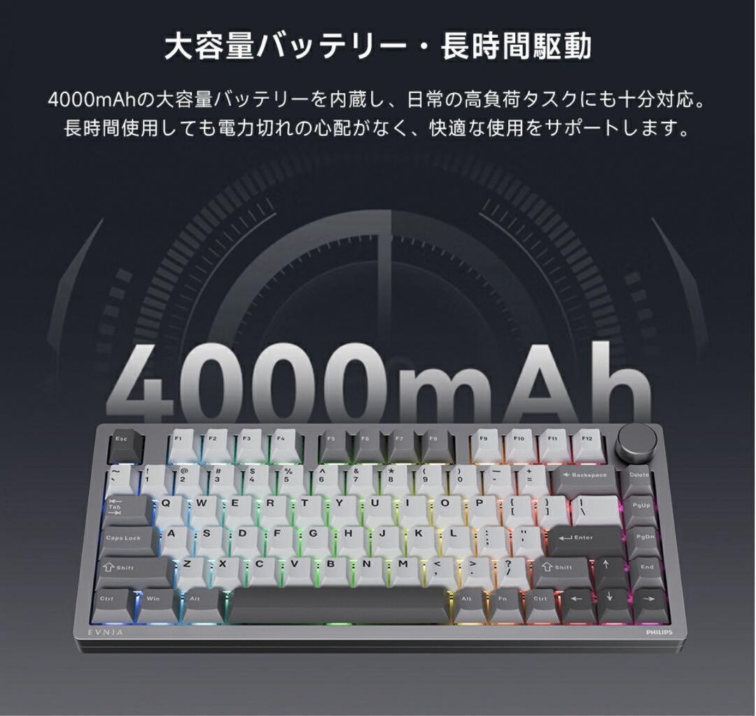 PHILIPS メカニカルキーボード ワイヤレス ゲーミングキーボード
