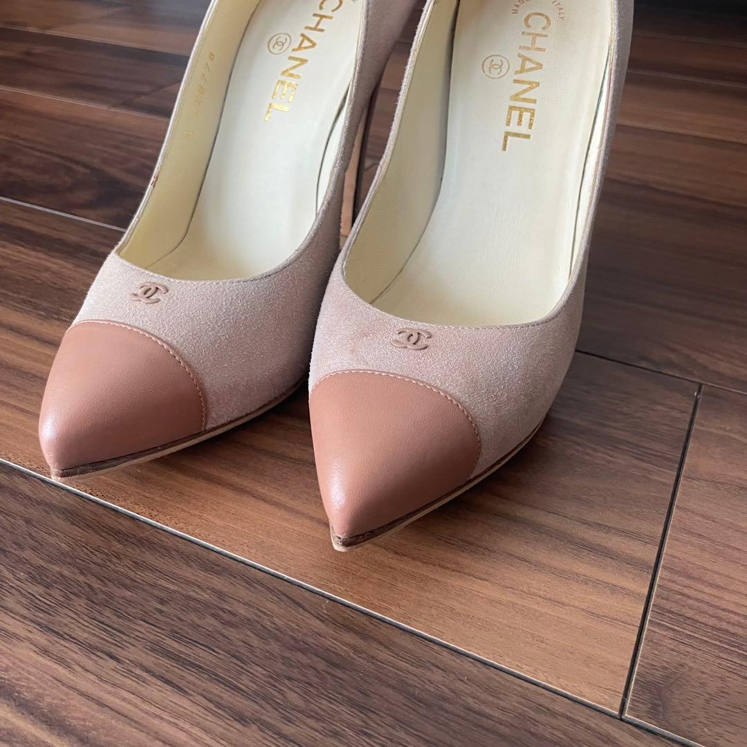 CHANEL ココマーク　ベージュ ポインテッドトゥ ハイヒール