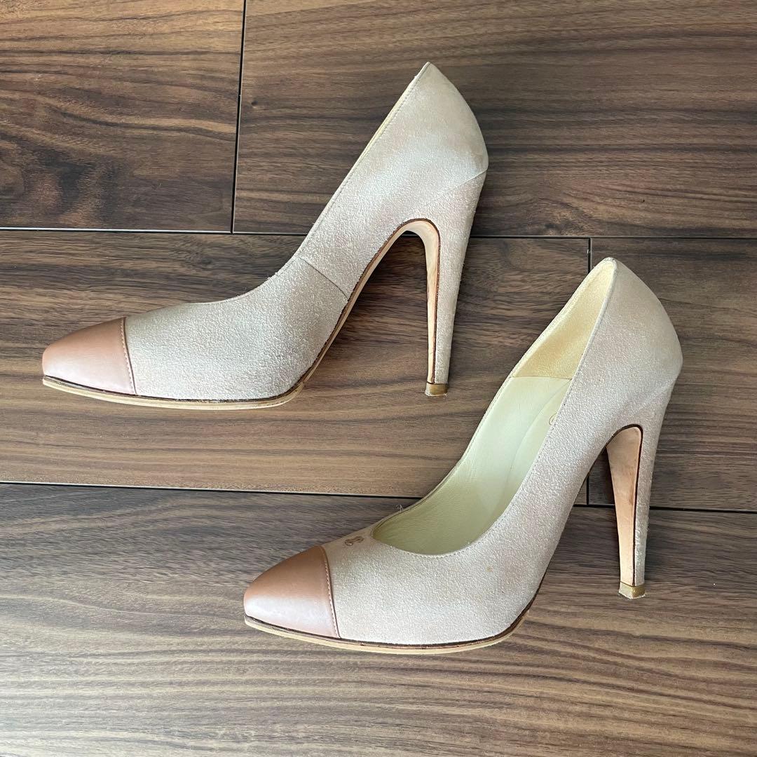 CHANEL ココマーク　ベージュ ポインテッドトゥ ハイヒール