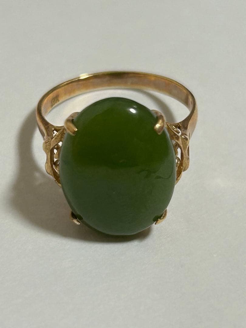 緑色の石　クラシックリング　18K 11号