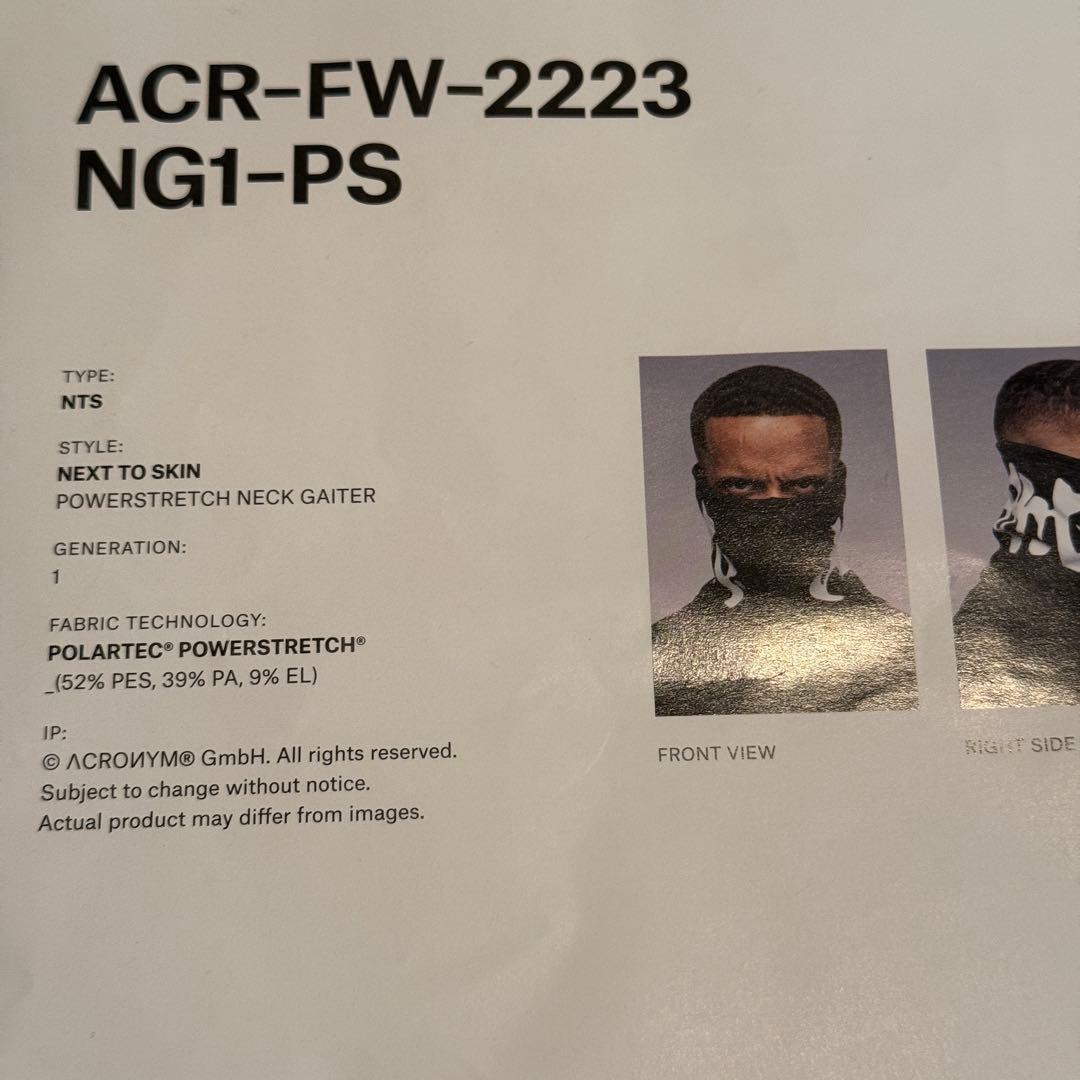 ACRONYM NG-1-PS FW2223 ネックゲイター ブラック 初期ロゴ