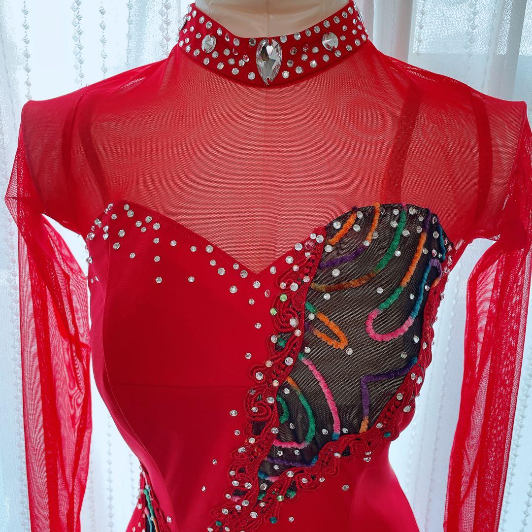 セキネ 7号 ラテンドレス 社交ダンスドレス 赤 デモ 競技ドレス