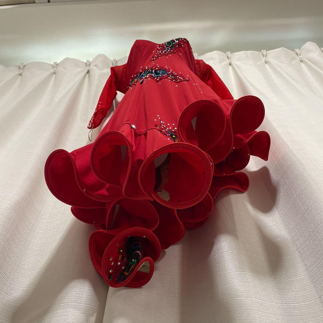 セキネ 7号 ラテンドレス 社交ダンスドレス 赤 デモ 競技ドレス