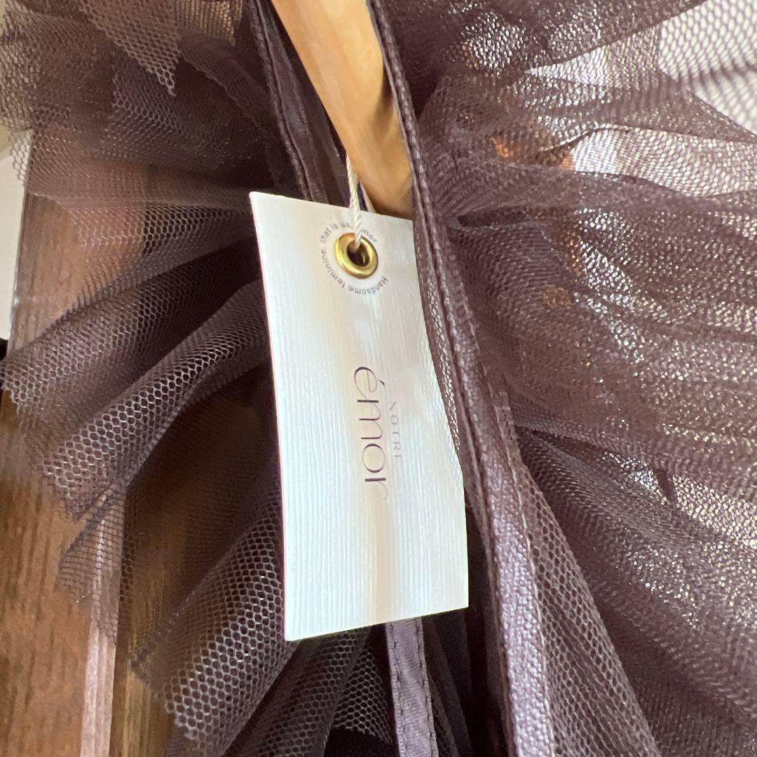 NOTRE emor asymmetry tulle tops ブラウン