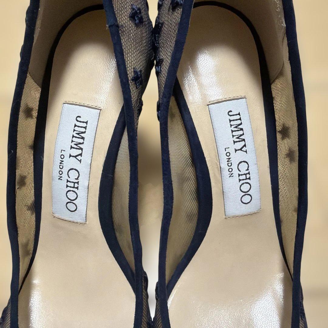 Jimmy Choo ネイビー 星柄 メッシュ ハイヒール
