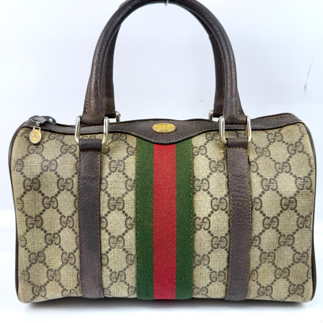 オールドグッチ ボストンバッグ シェリーライン GG インターロッキング金具