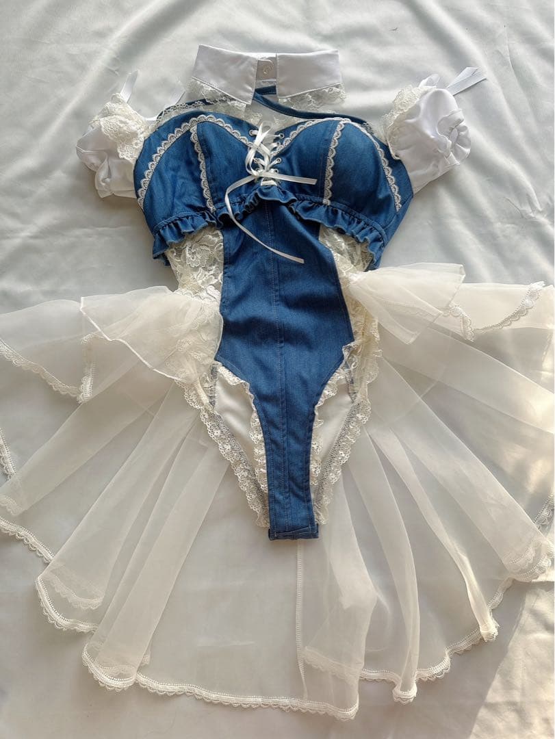 Malymoonマリームーン サイドレースデニムバニーボディスーツ バニーガール