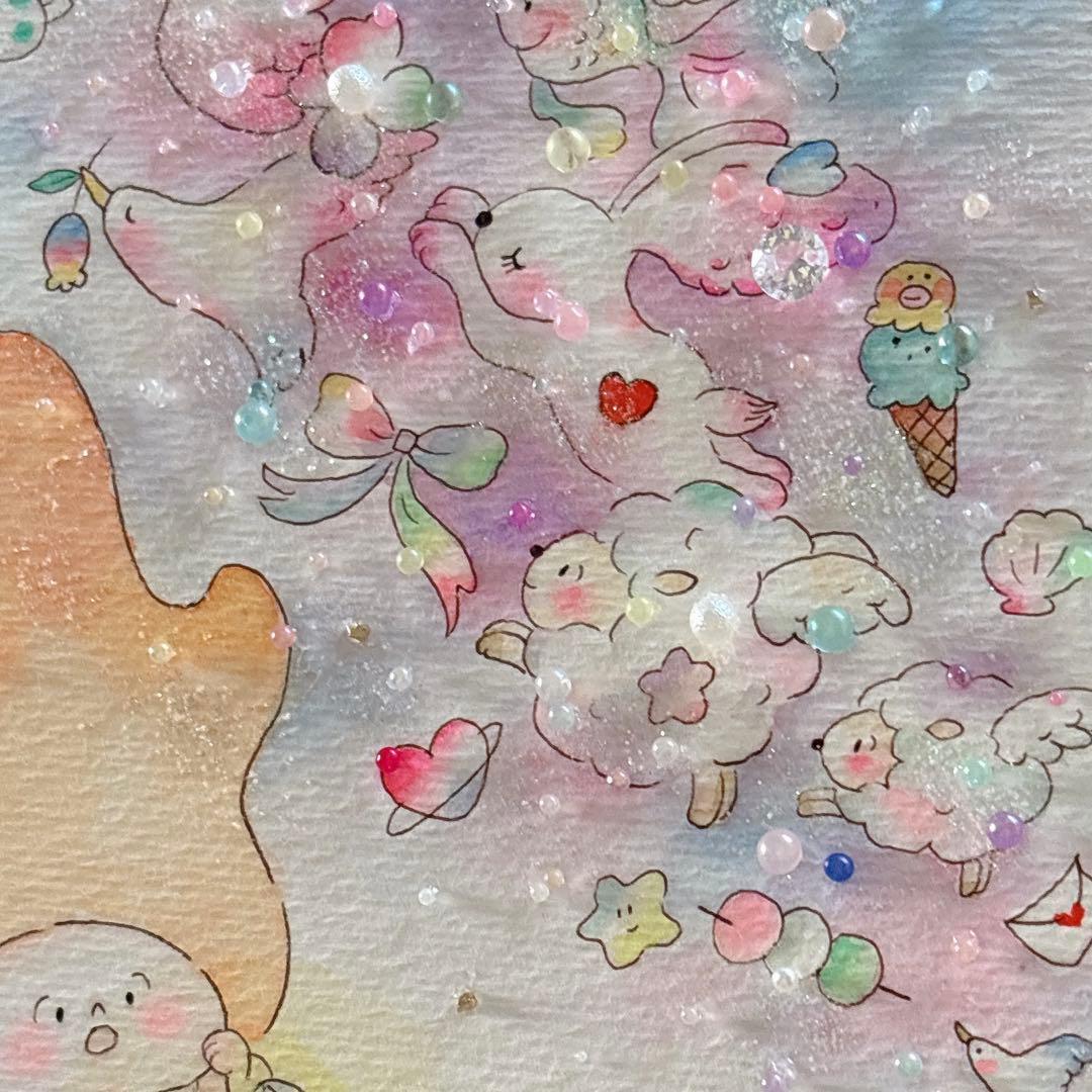 【YAMU】グラスアート　イラスト　水彩画　原画