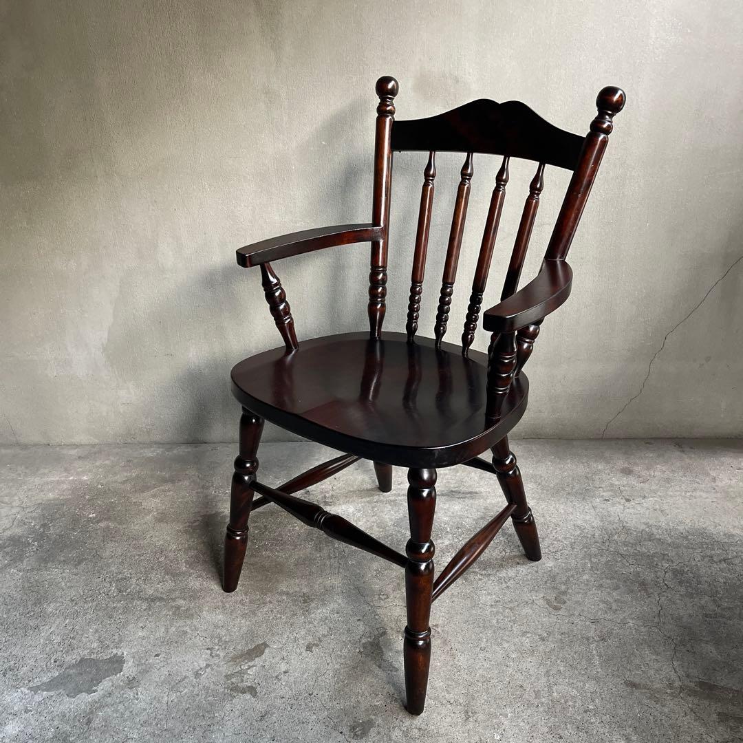 北海道民芸　アームチェア　カバ 樺 無垢材 食卓椅子 肘掛け椅子