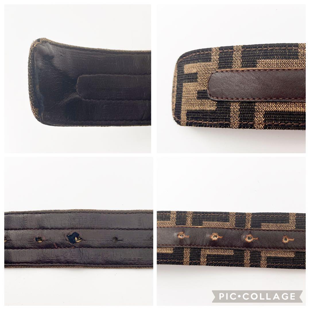 FENDI フェンディ ベルト ロゴバックル レザー ズッカ柄 FFロゴ 茶系
