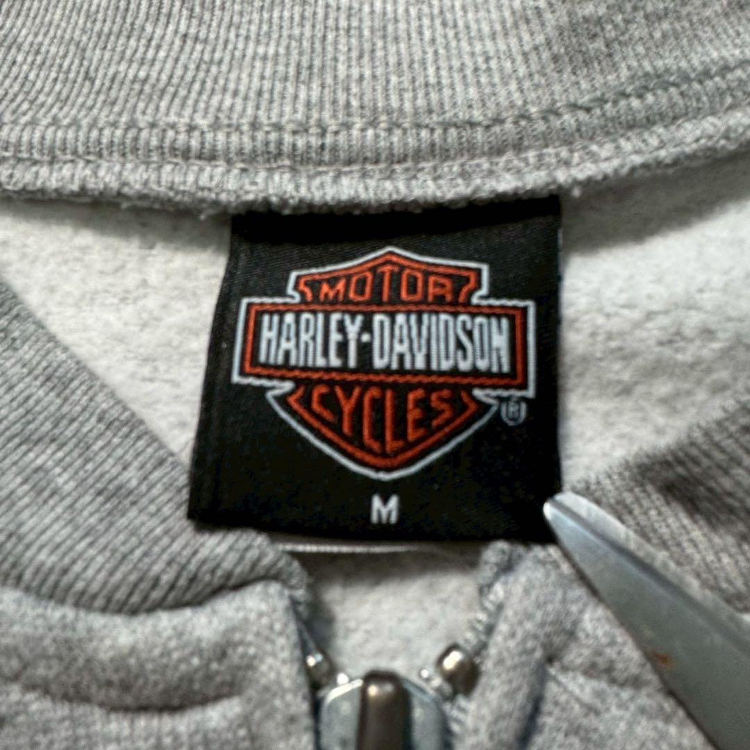 00sUSA製ハーレーダビッドソンアルミジップスウェットカーディガンヘザーグレー