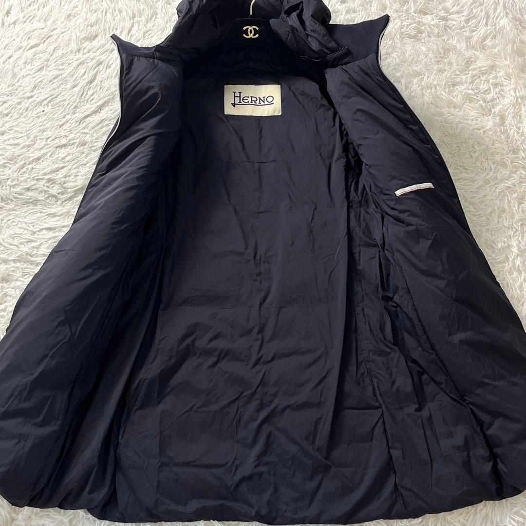HERNO ヘルノ　切替　ダウン　コート　40 ロング丈　黒　2way