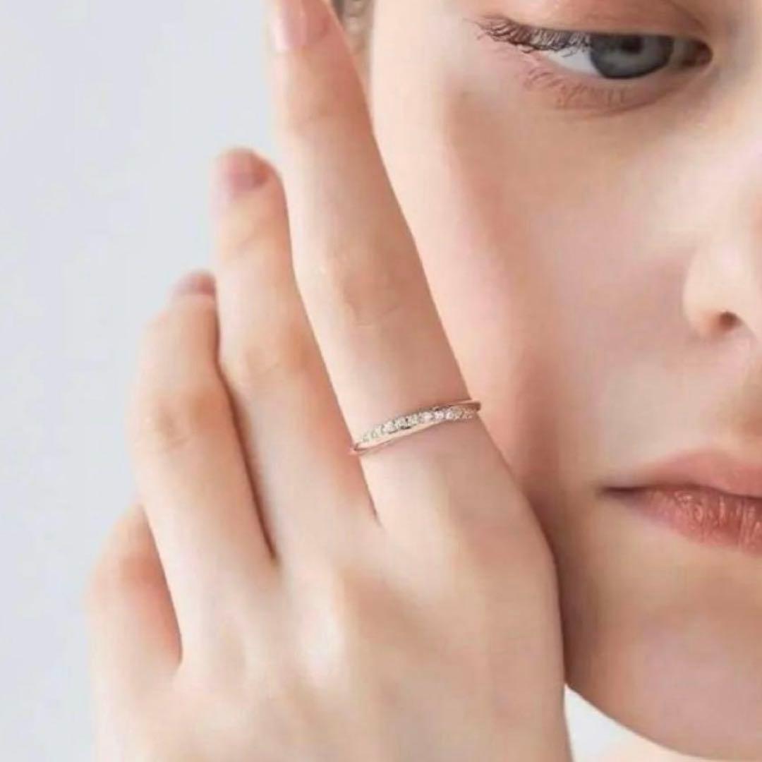 ete オンライン限定 ビジュークレセントムーンリング ピンクゴールド 11号