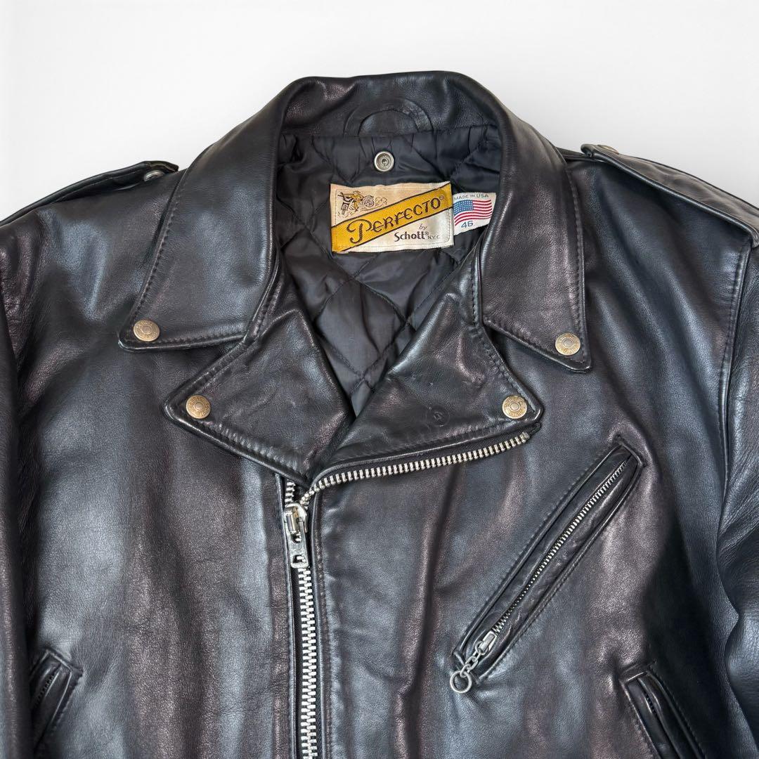 Schott 118 ダブルライダース 46 ブラック カウハイド USA 黒