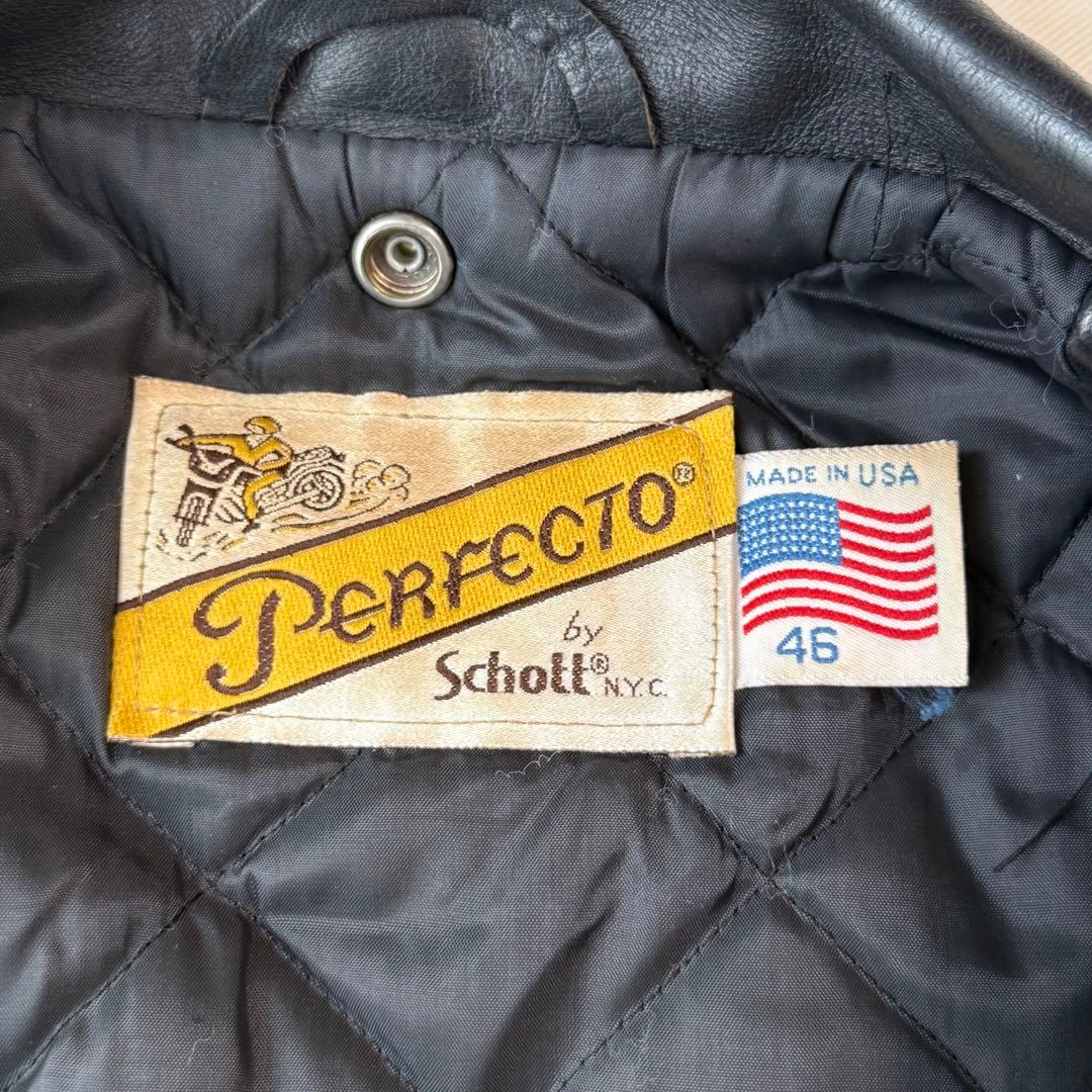 Schott 118 ダブルライダース 46 ブラック カウハイド USA 黒