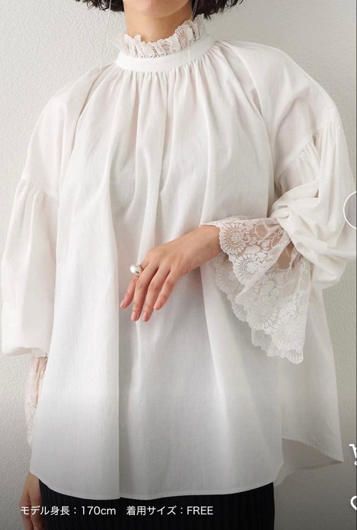 未使用 Whim Gazette ウィムガゼット レースギャザーブラウス