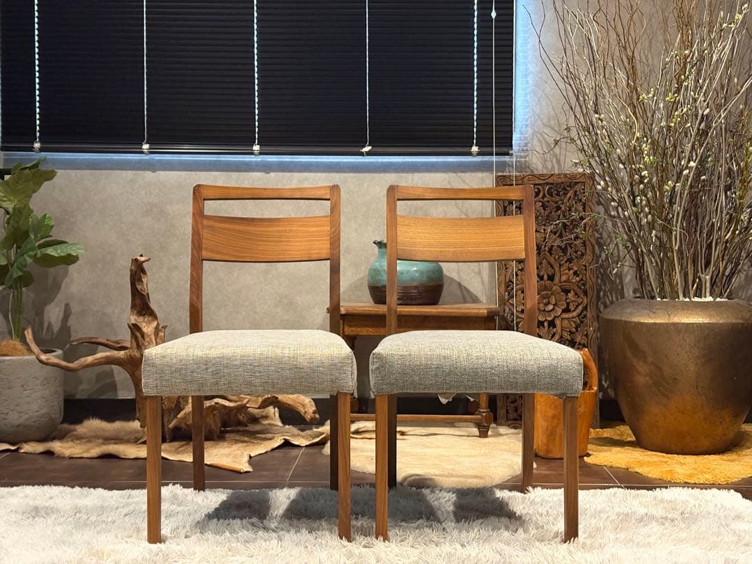 迪卡様　モダン　ビンテージ　ウォールナット　ダイニングチェア　4脚セット　H