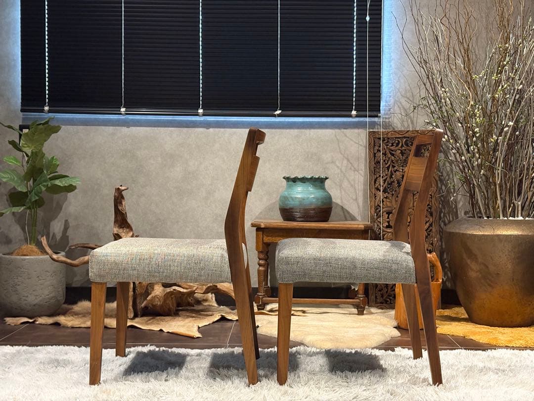 迪卡様　モダン　ビンテージ　ウォールナット　ダイニングチェア　4脚セット　H