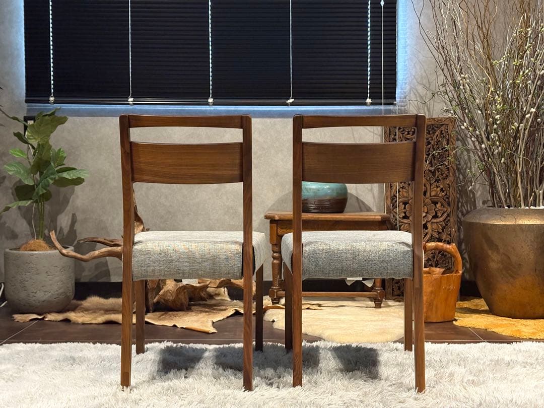 迪卡様　モダン　ビンテージ　ウォールナット　ダイニングチェア　4脚セット　H