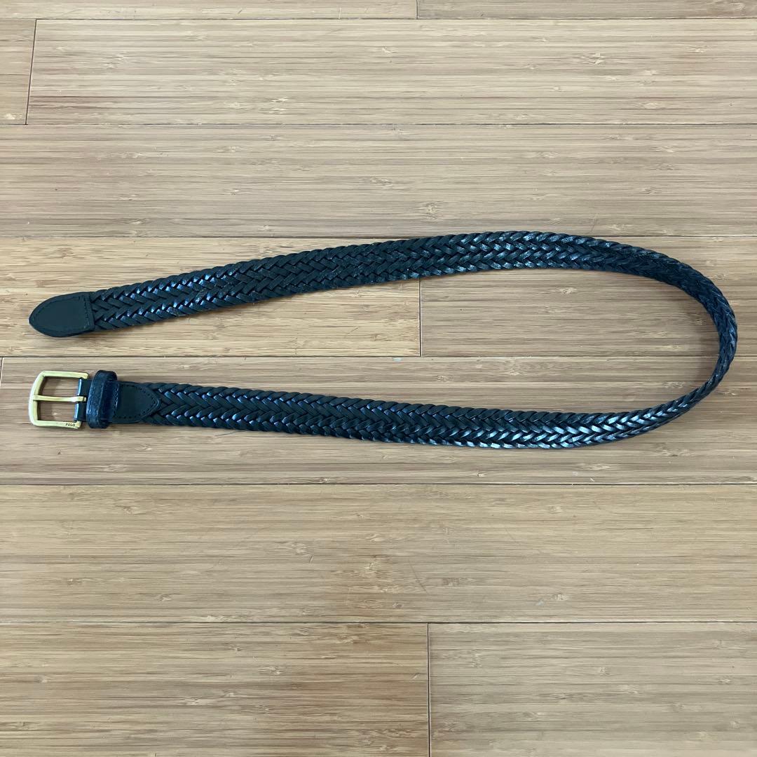ラルフローレン　メッシュベルト　編み込み　本革