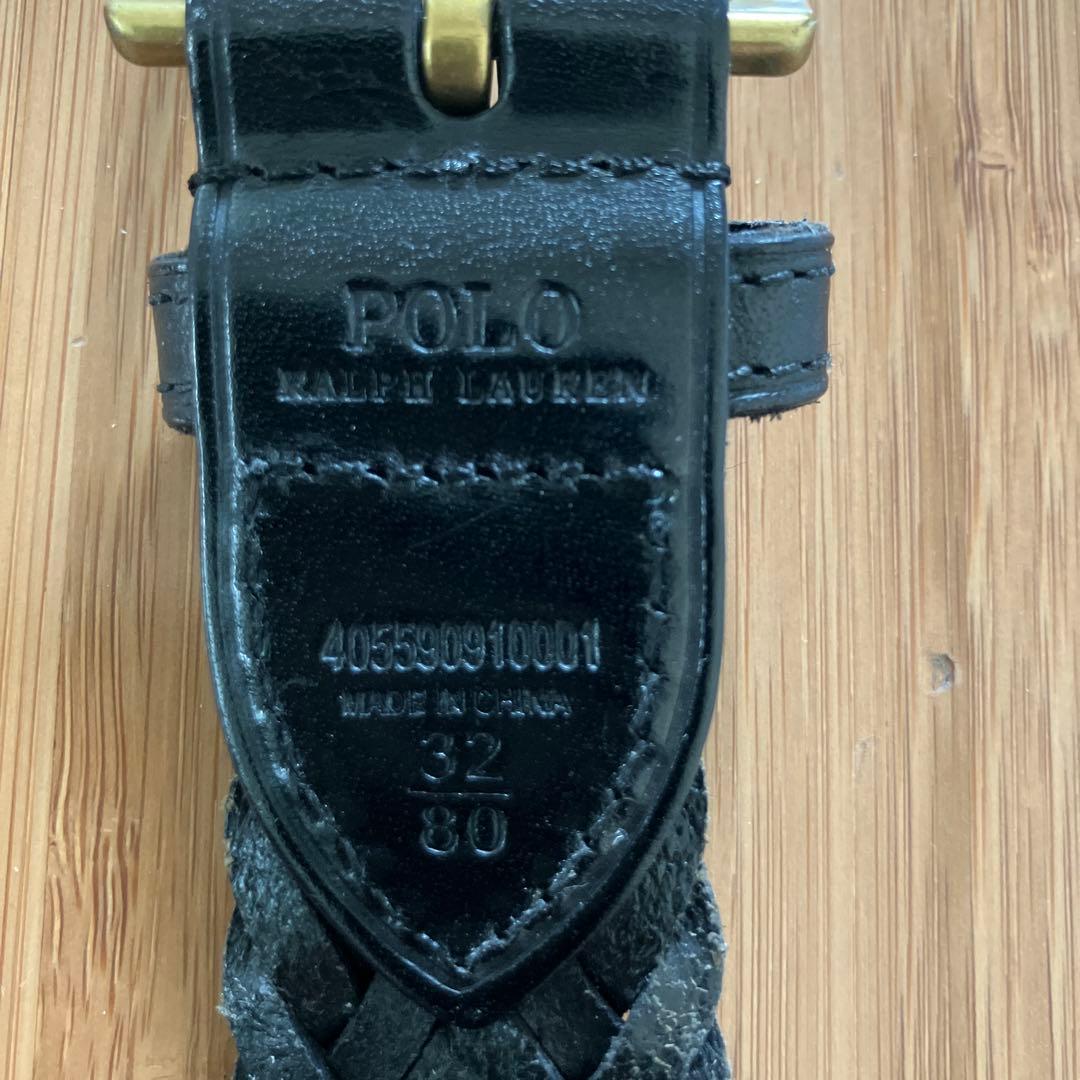 ラルフローレン　メッシュベルト　編み込み　本革