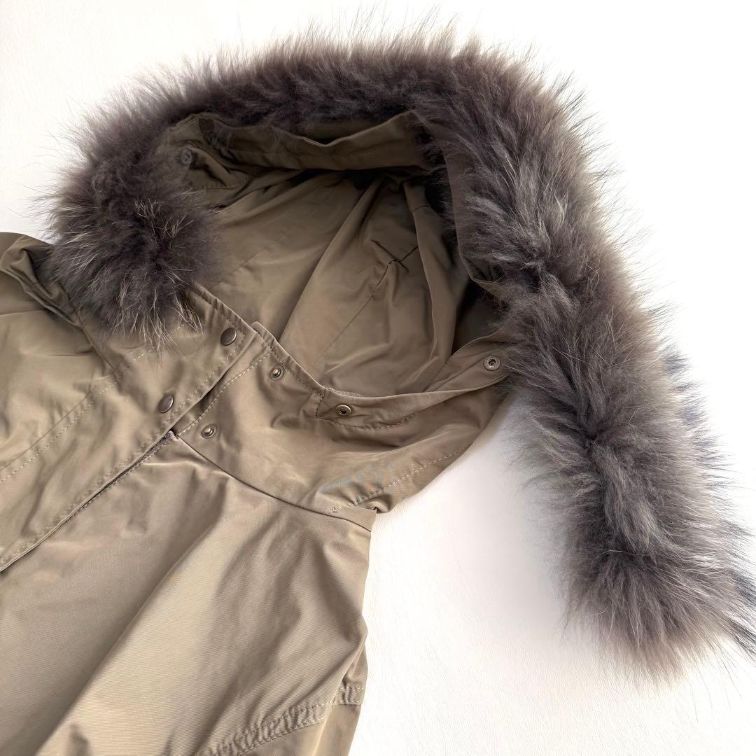 大きめ✨23区✨ダウンライナー付きモッズコート（３XL）カーキ　ラクーンファー