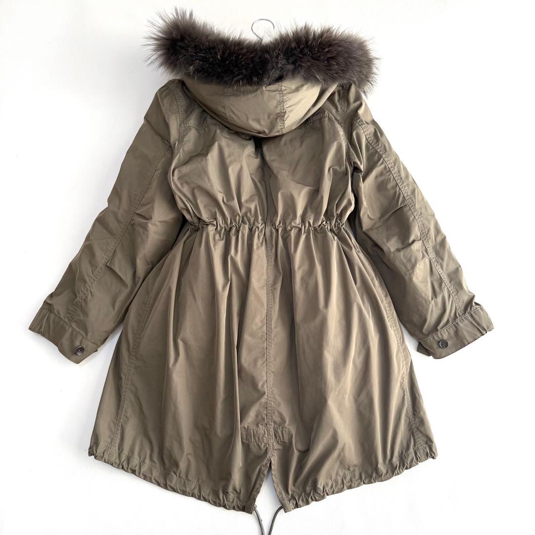 大きめ✨23区✨ダウンライナー付きモッズコート（３XL）カーキ　ラクーンファー