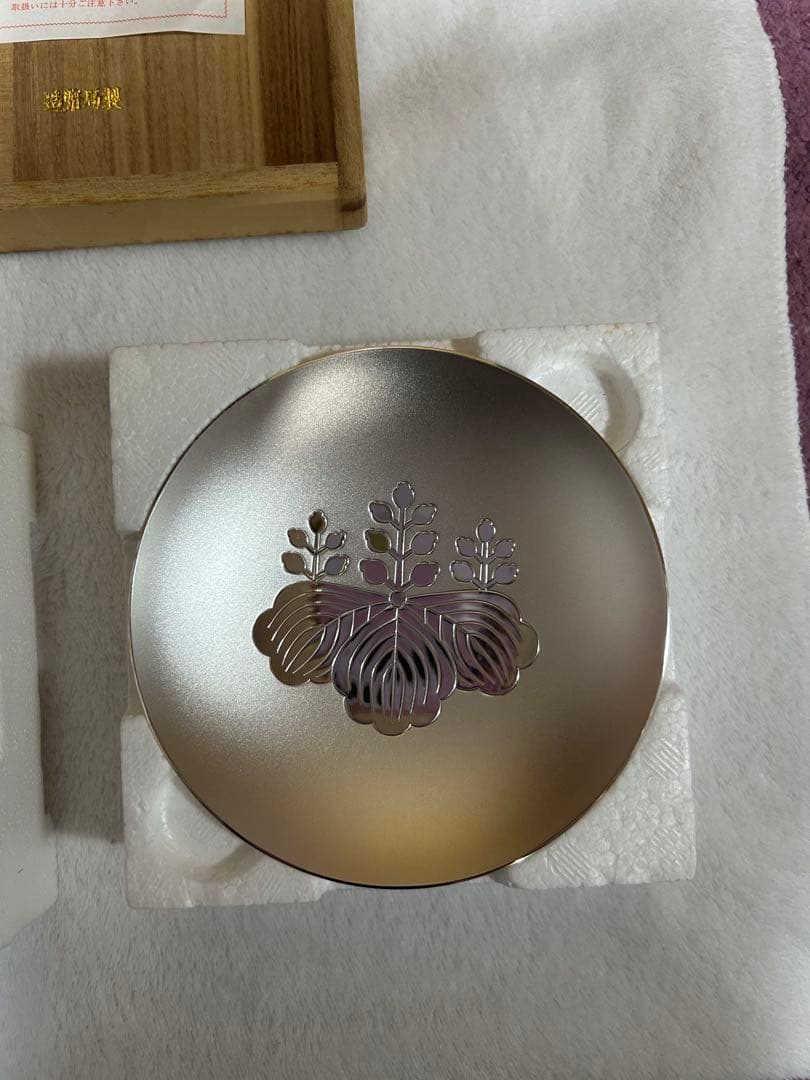 造幣局純銀花模様皿3枚セット 木箱付き