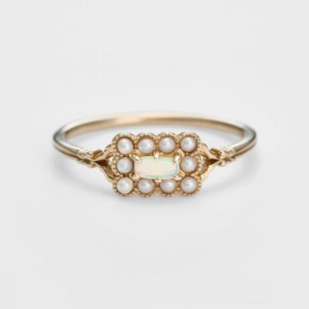 【新品】agete アガット　K10 ゴールドリング　オパール　淡水パール