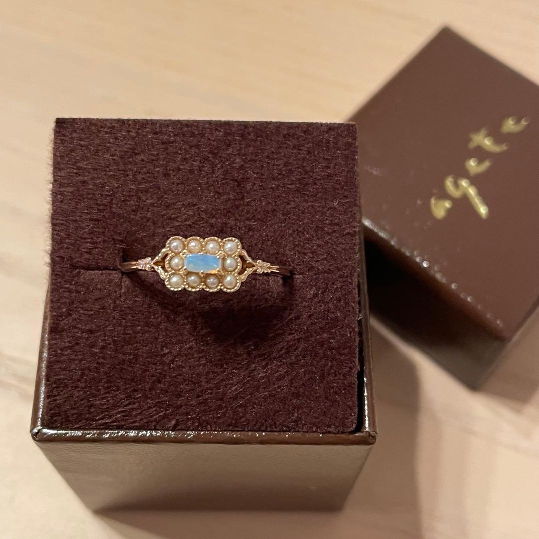 【新品】agete アガット　K10 ゴールドリング　オパール　淡水パール