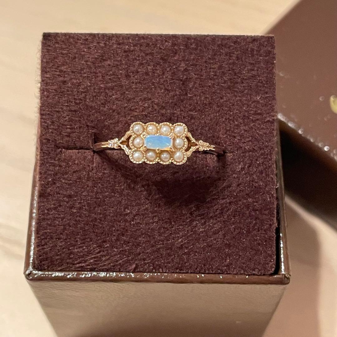 【新品】agete アガット　K10 ゴールドリング　オパール　淡水パール