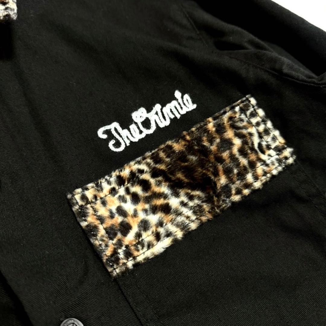 クライミー レオパード柄 長袖ワークシャツ チェーンステッチ 黒 Sサイズ