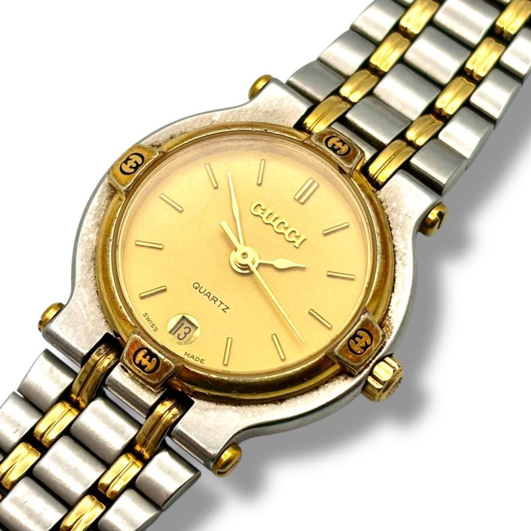 稼働 グッチ 腕時計 クオーツ レディース 9000L シルバー ゴールド