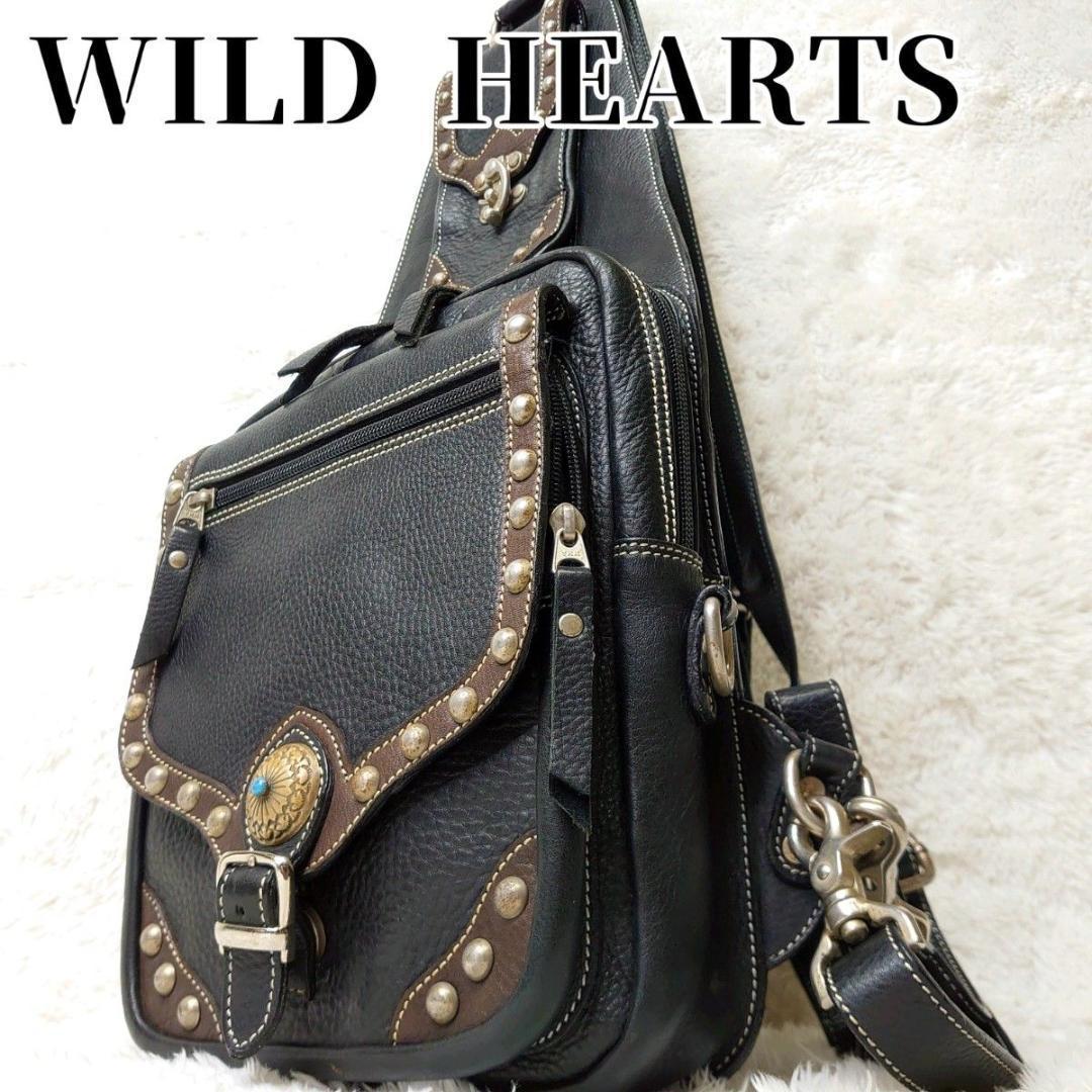 【美品】WILD HEARTS ボディバッグ アメリカン バイカー ショルダ 黒