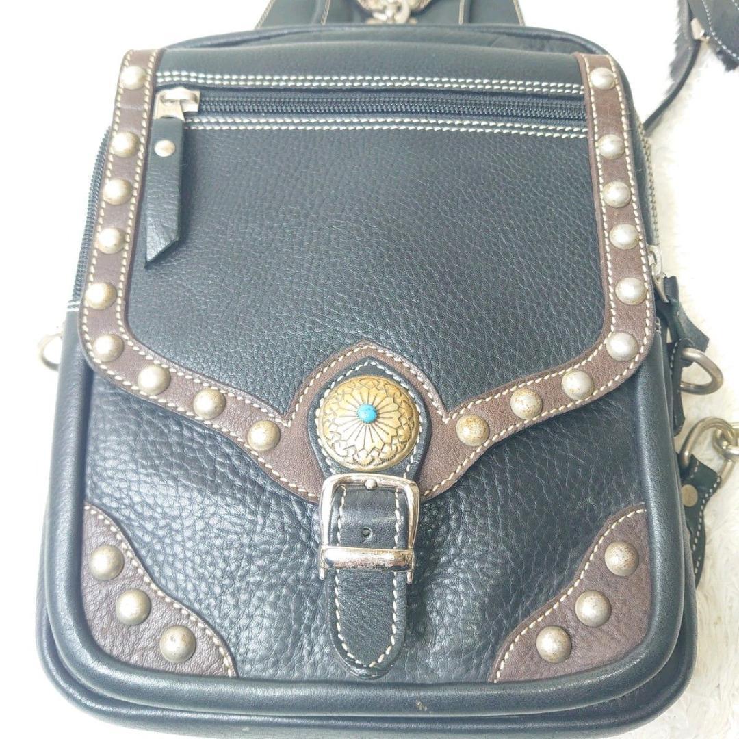 【美品】WILD HEARTS ボディバッグ アメリカン バイカー ショルダ 黒