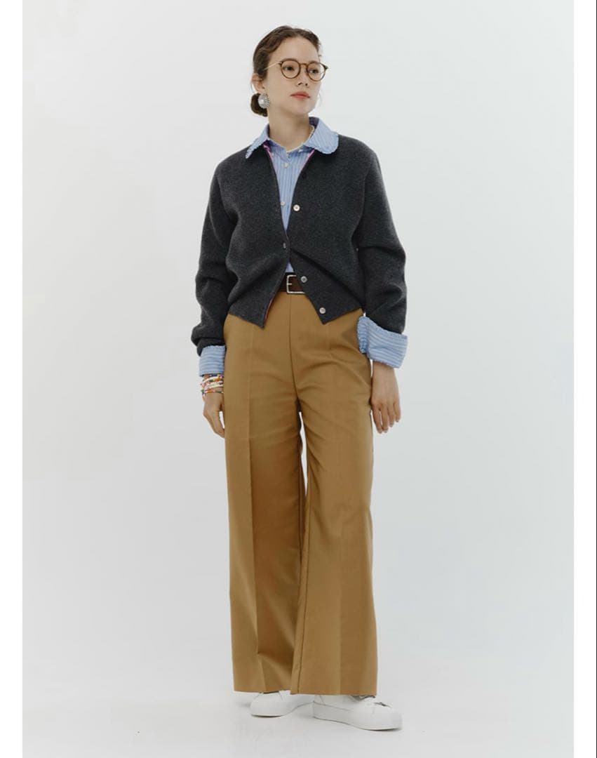 専用yori ストライプ　ブルー　フリル　シャツ　美品　36