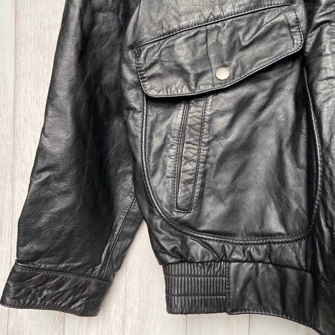 革ジャン レザージャケット 牛革 本革 黒 ヴィンテージ ビンテージ
