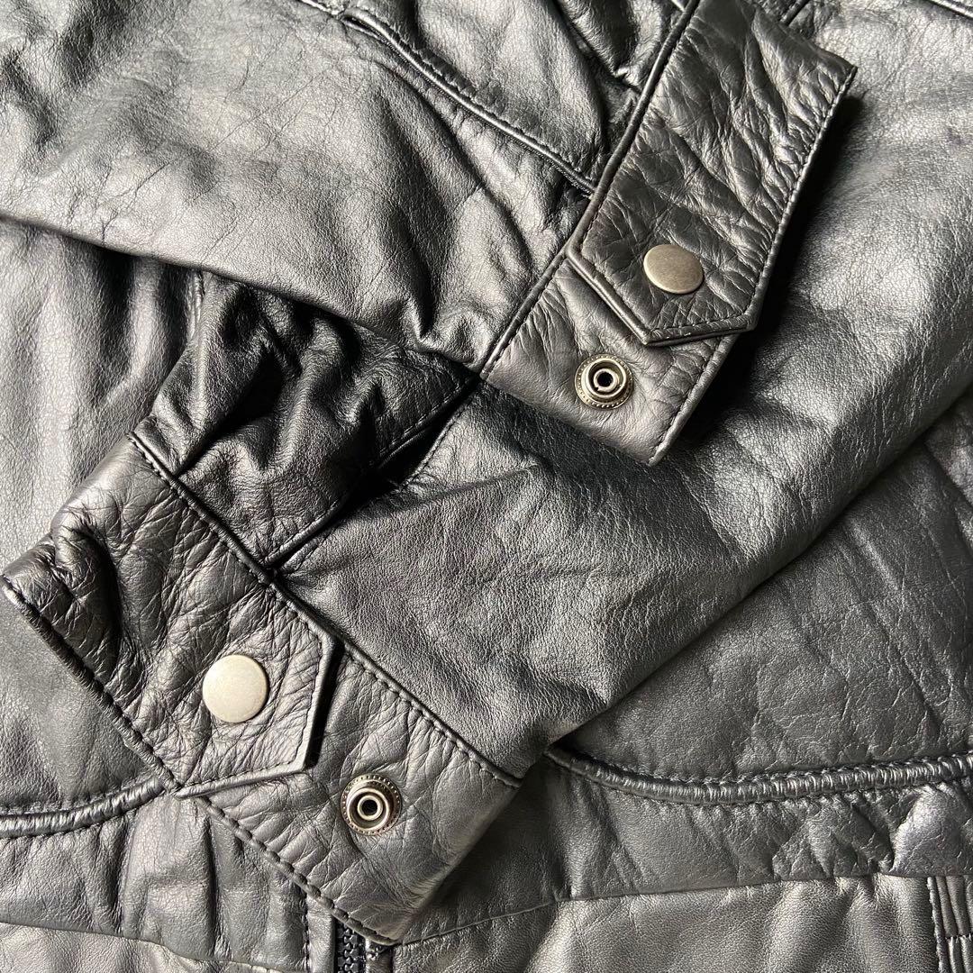 革ジャン レザージャケット 牛革 本革 黒 ヴィンテージ ビンテージ