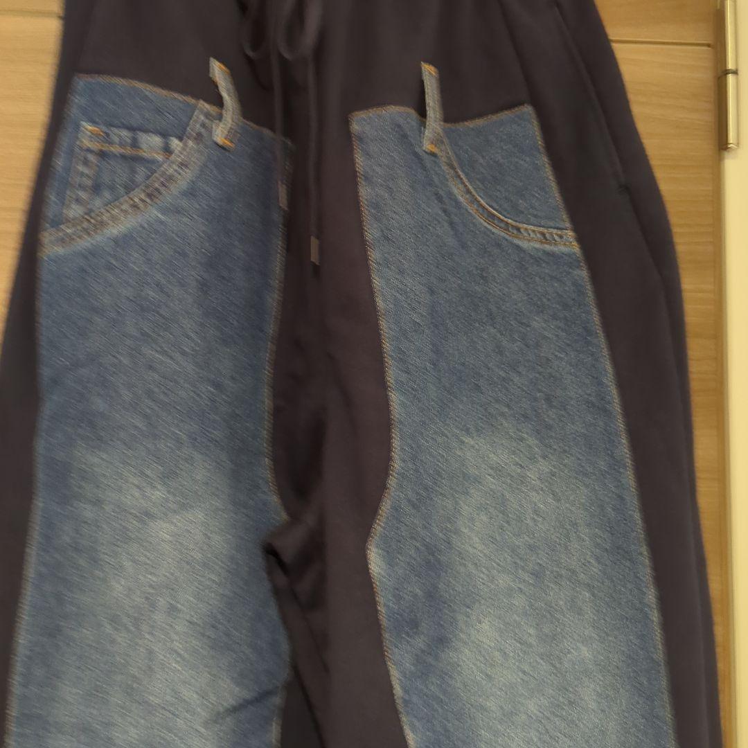 【ラスト1点　未使用品　Мサイズ】ニコアンド　デニムバッチワークパンツ　ネイビー