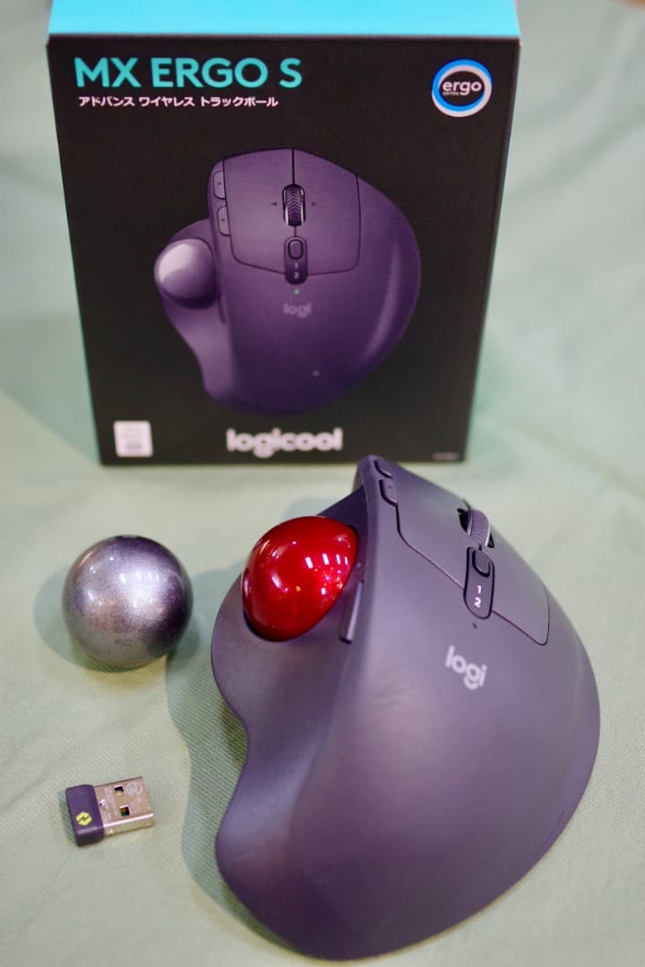 logicool MX ERGO S（赤玉+シルバー）