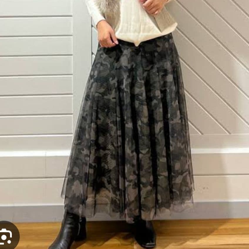 新品タグ付き　TRANOI/トラノイ　迷彩チュールロングスカート