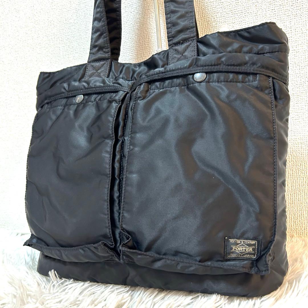 【美品✨人気/タンカー/A4】ポーター　トートバッグ　ビジネス　黒　通勤　肩掛可