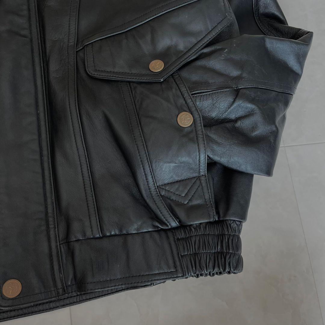 レザーボンバージャケット 短丈 ヴィンテージ Lサイズ ブラック