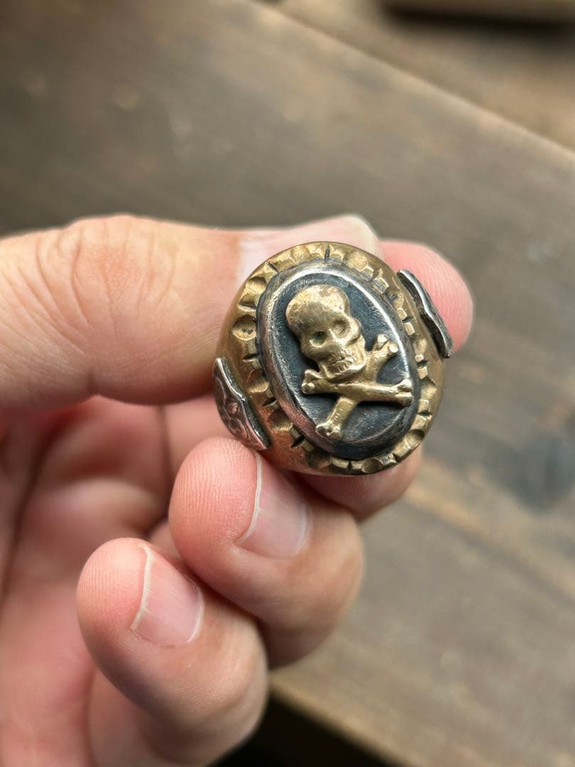 HTC メキシカンリング 23号 スカル シルバー925 真鍮 USA製