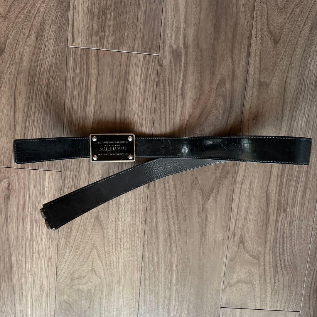 【ジャンク品】ルイヴィトン ベルト　サンチュール アヴァントゥール　黒　レザー