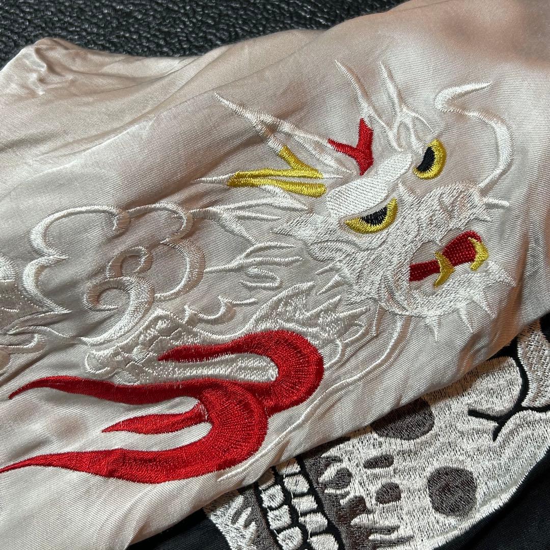 Houston スカジャン　スカル 蛇 刺繍 スカジャン