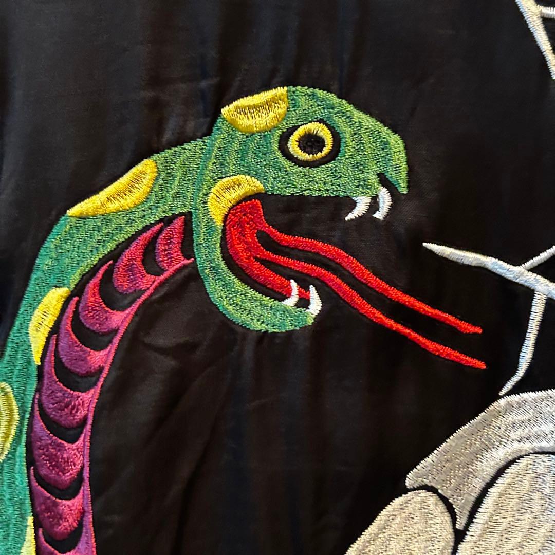 Houston スカジャン　スカル 蛇 刺繍 スカジャン