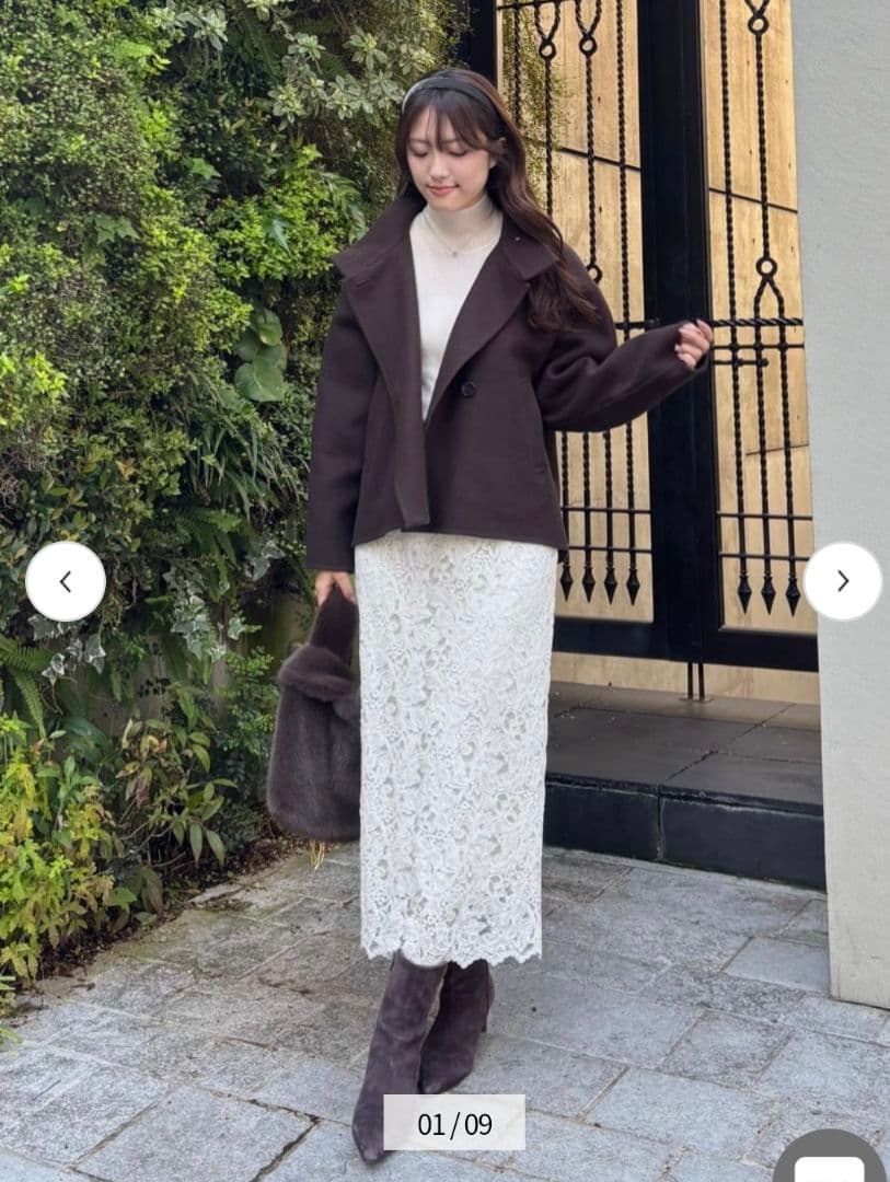 LOUNIE レースタイトスカート